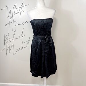 WHITE HOUSE BLACK MARKET Black Polka Dot Strapless 100% Silk Dress - Size 4